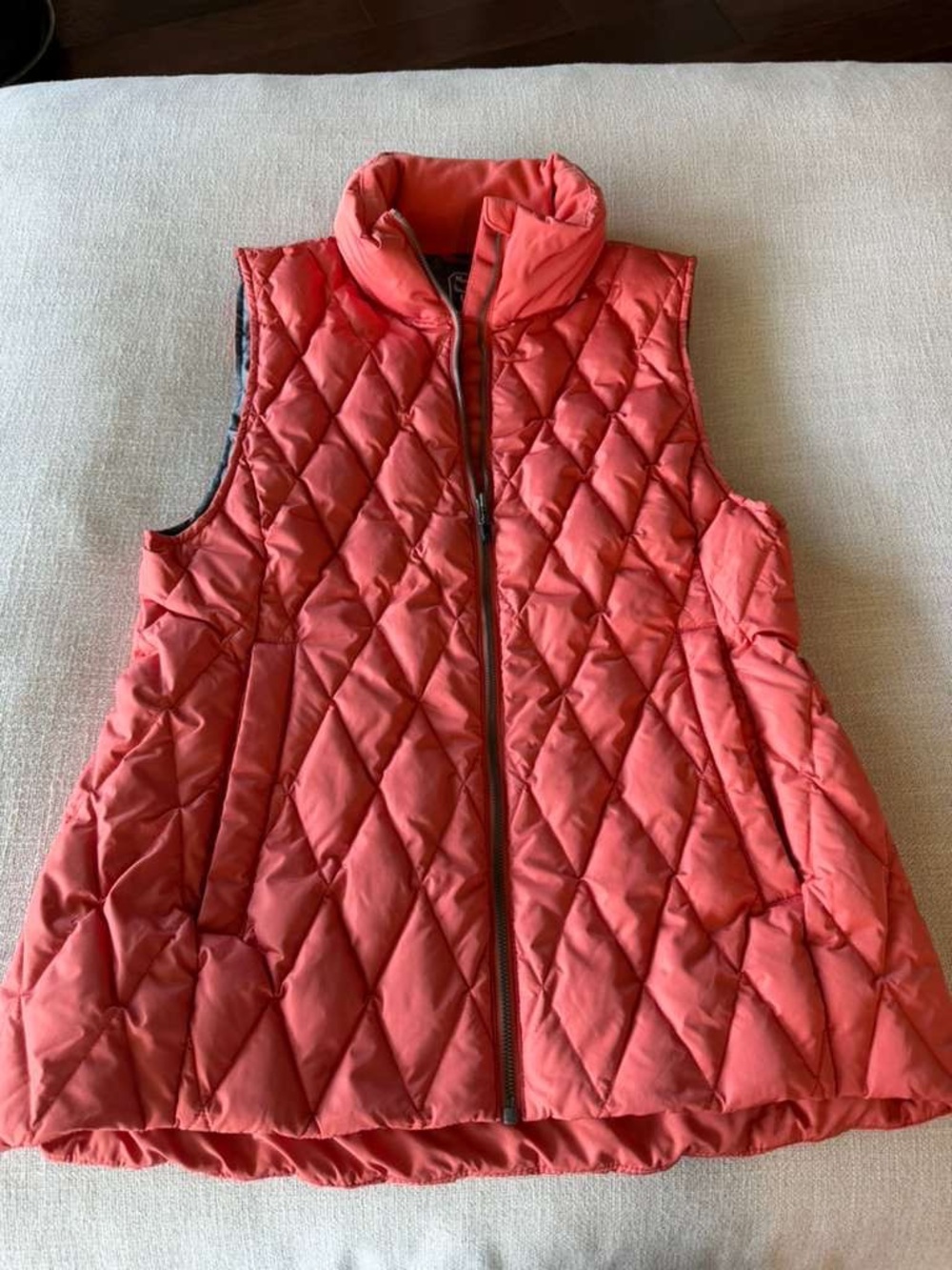 Moosejaw Down Vest Womens Large Rust Orange Puffer Quilted Full Zip Outdoor